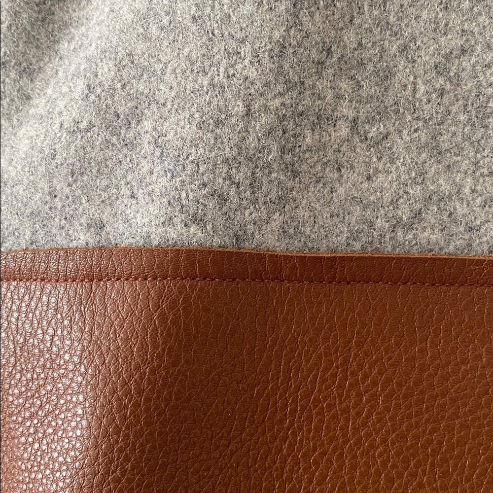 Handmade Wool & Linen Mercantile Artisan Leather Strap large Purse Tote - Picture 3 of 17